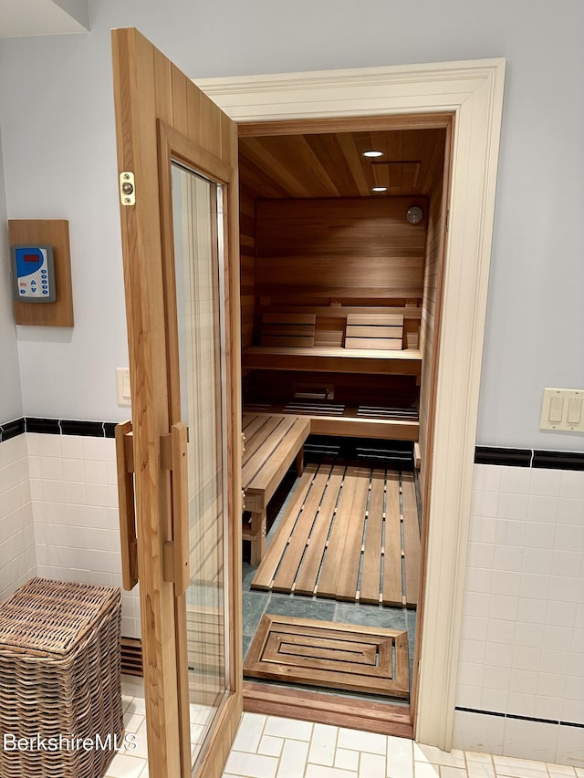 258 Sandisfield Rd, New Marlborough, MA 01230 - sauna featuring a wainscoted wall