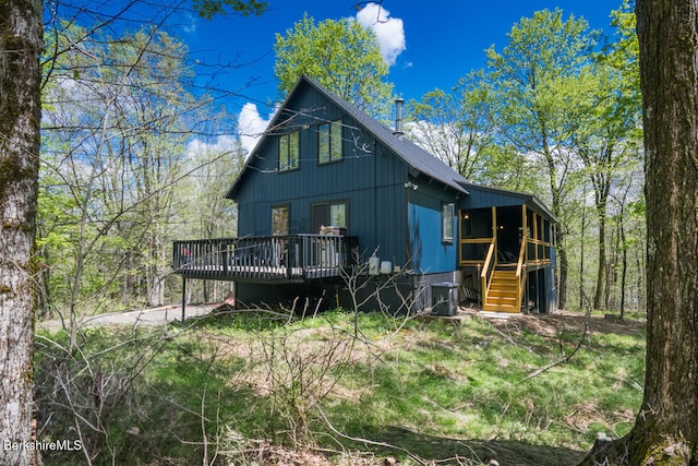 78 Slope Rd, Tolland, MA 01034 - back of house featuring a deck and stairs
