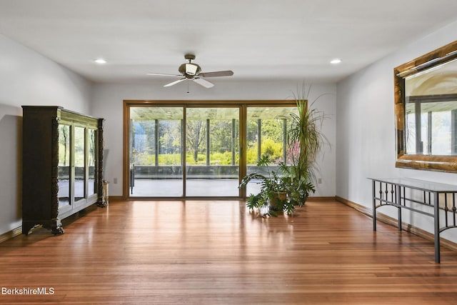 20 E Dugway Rd, Lenox, MA 01240 - empty room featuring wood finished floors, ceiling fan, and recessed lighting