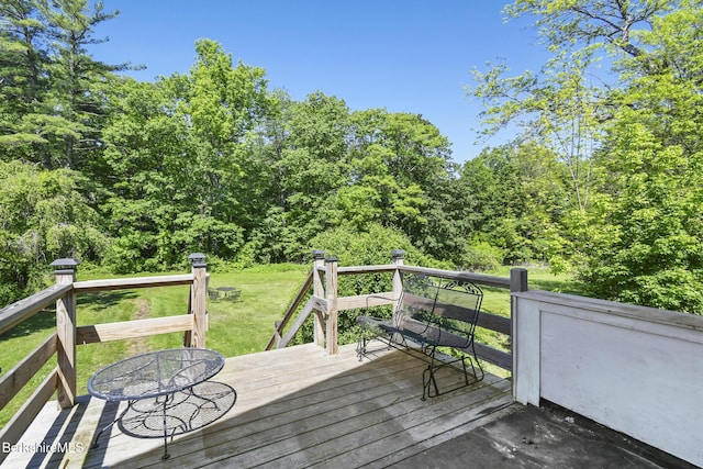 20 E Dugway Rd, Lenox, MA 01240 - wooden deck featuring a lawn and a view of trees