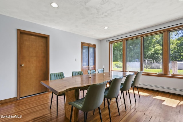 20 E Dugway Rd, Lenox, MA 01240 - dining room with baseboard heating, hardwood / wood-style flooring, and recessed lighting