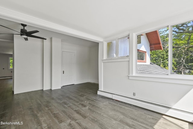 20 E Dugway Rd, Lenox, MA 01240 - unfurnished room featuring a baseboard radiator, wood finished floors, healthy amount of natural light, and a ceiling fan