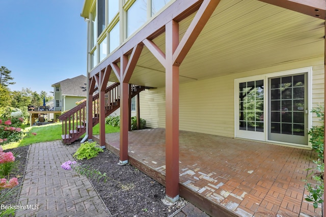 view of patio / terrace with stairs