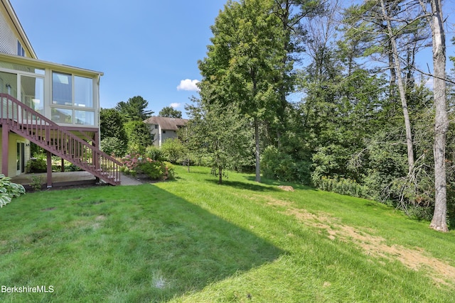 view of yard with stairs