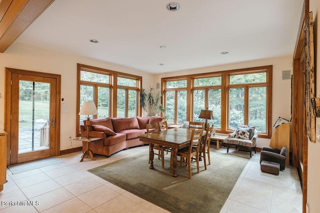 116 Brush Hill Rd, Great Barrington, MA 01230 - living room featuring light tile patterned floors, healthy amount of natural light, recessed lighting, and baseboards