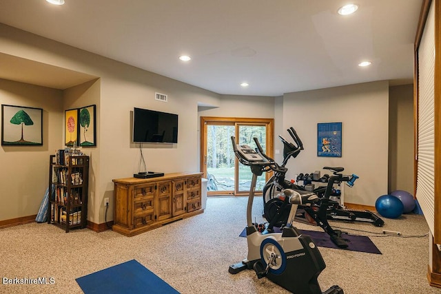 116 Brush Hill Rd, Great Barrington, MA 01230 - workout room with recessed lighting, baseboards, and carpet