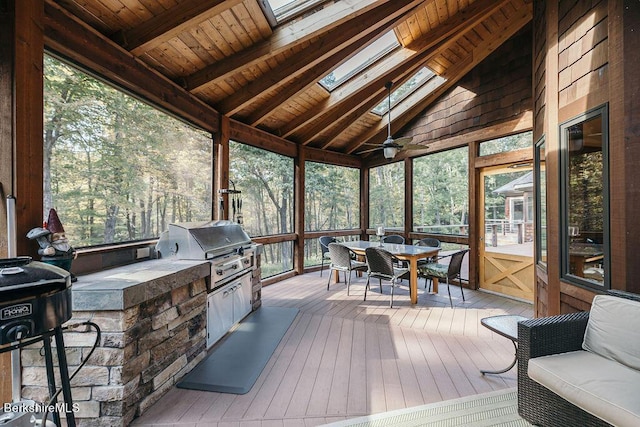 116 Brush Hill Rd, Great Barrington, MA 01230 - sunroom featuring a skylight, outdoor dining space, area for grilling, and plenty of natural light