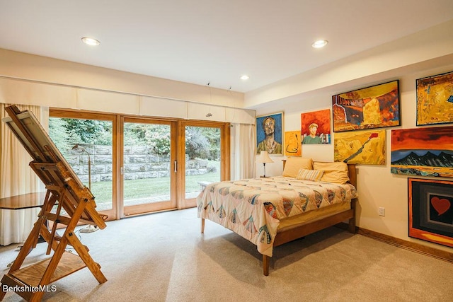 116 Brush Hill Rd, Great Barrington, MA 01230 - carpeted bedroom featuring access to outside and recessed lighting