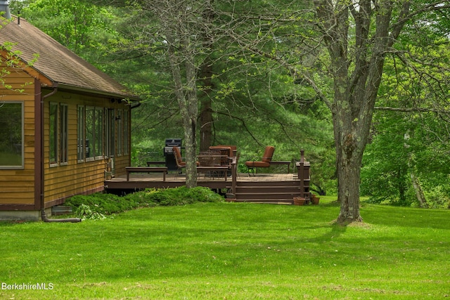 33 Interlaken Rd, Stockbridge, MA 01262 - view of grassy yard with a deck