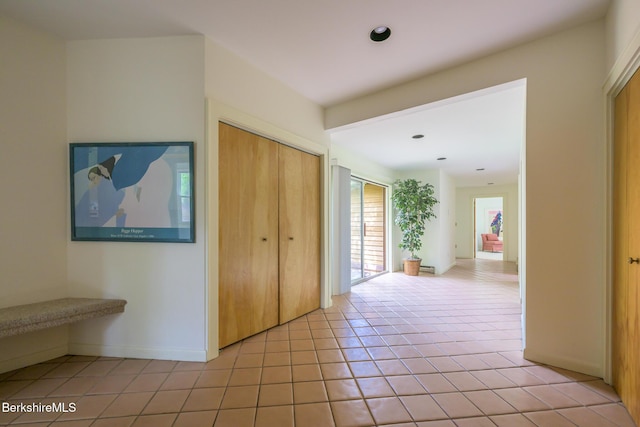 33 Interlaken Rd, Stockbridge, MA 01262 - corridor featuring light tile patterned floors and recessed lighting