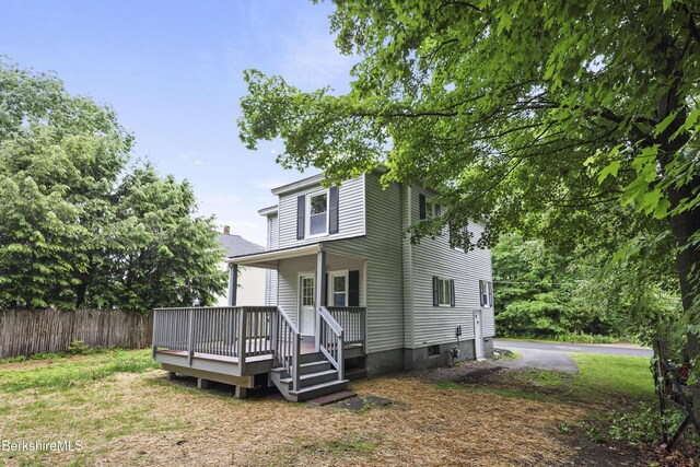 32 Hampshire St, Pittsfield, MA 01201 - view of front of property with a wooden deck