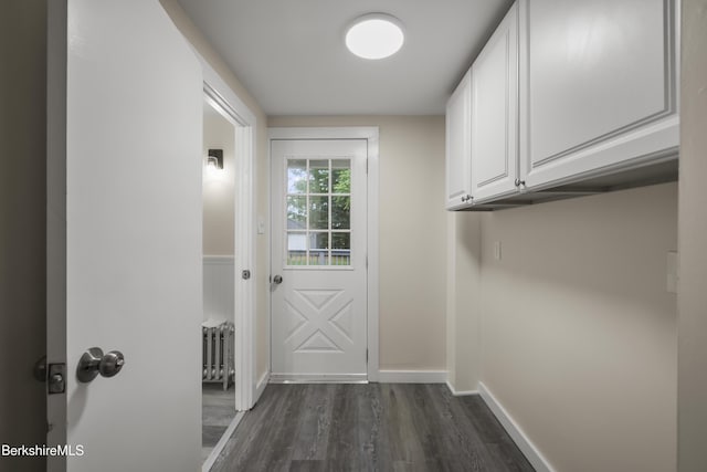32 Hampshire St, Pittsfield, MA 01201 - doorway to outside featuring dark wood-style flooring and radiator