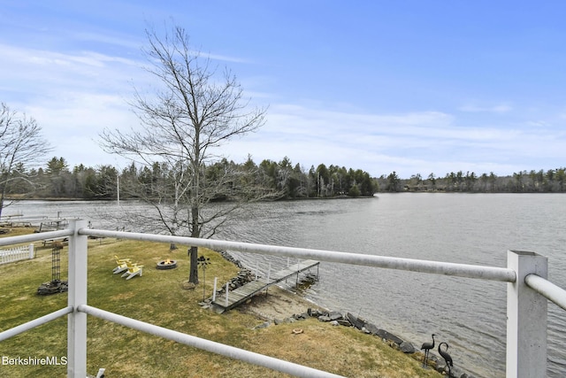 water view featuring fence