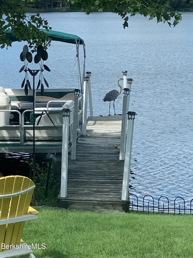 view of dock featuring a water view