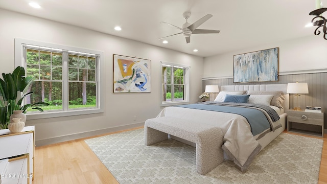 2017 Monterey Rd, Otis, MA 01253 - bedroom featuring light wood-style flooring, recessed lighting, and ceiling fan