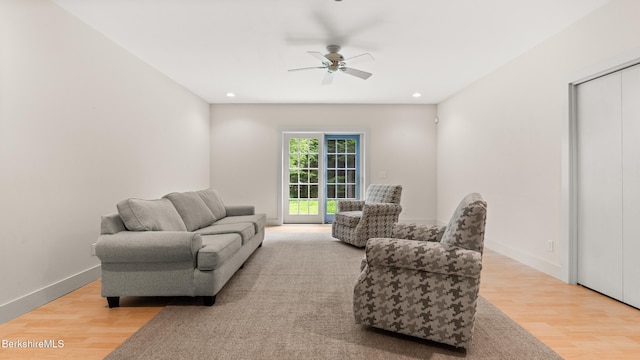 2017 Monterey Rd, Otis, MA 01253 - living area featuring light wood-type flooring, ceiling fan, and recessed lighting