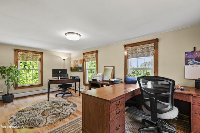 288 Johnson Rd, Dalton, MA 01226 - home office with light wood-style floors and a baseboard radiator