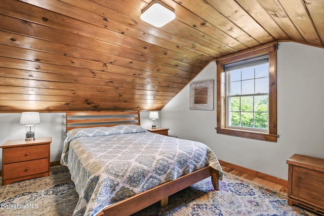 288 Johnson Rd, Dalton, MA 01226 - bedroom with vaulted ceiling, wooden ceiling, wood finished floors, and baseboards