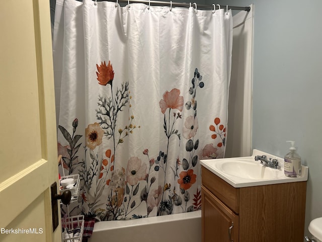 163 Front St, Great Barrington, MA 01236 - full bath with toilet, shower / tub combo with curtain, and vanity