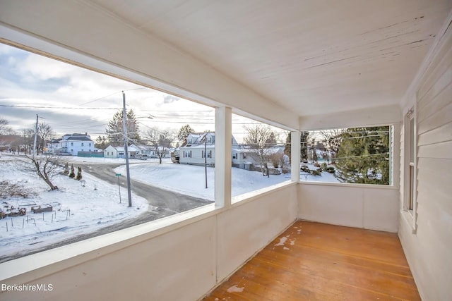 view of unfurnished sunroom