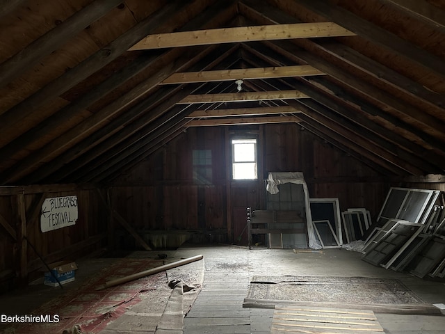 view of unfinished attic