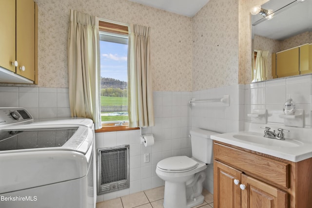 75 E Rd, Adams, MA 01220 - bathroom with wallpapered walls, tile walls, plenty of natural light, and tile patterned floors