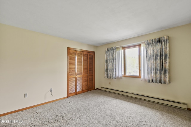 75 E Rd, Adams, MA 01220 - unfurnished bedroom with a closet, baseboards, carpet, and a baseboard heating unit