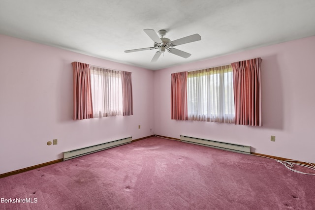 75 E Rd, Adams, MA 01220 - spare room with a baseboard heating unit, a wealth of natural light, and carpet