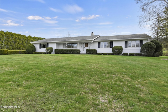 75 E Rd, Adams, MA 01220 - ranch-style home with a chimney and a front yard
