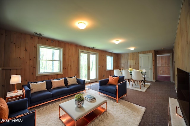 232 Harrington Rd, Otis, MA 01253 - living area featuring carpet flooring and wooden walls