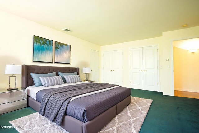 232 Harrington Rd, Otis, MA 01253 - carpeted bedroom featuring two closets and baseboards