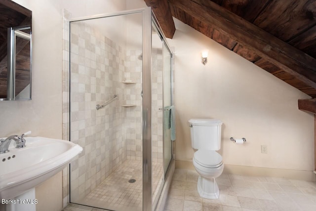 25 Sheffield Rd, Egremont, MA 01230 - full bathroom with a shower stall and wooden ceiling