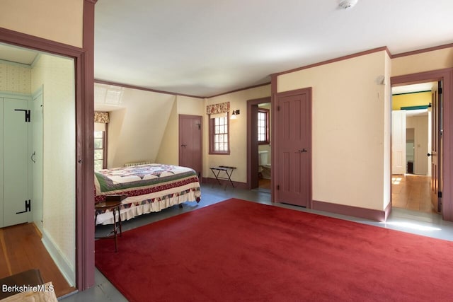 bedroom featuring ornamental molding