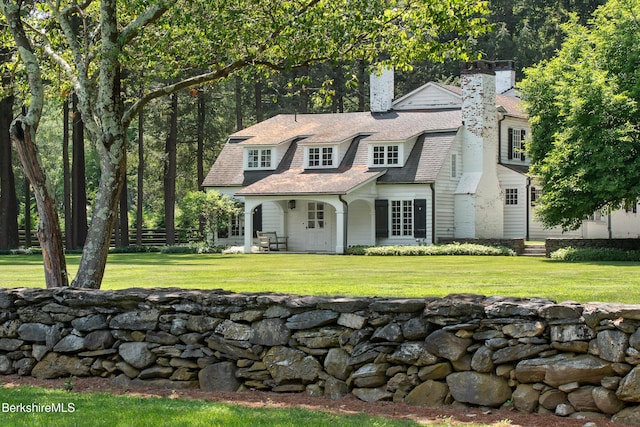 25 Sheffield Rd, Egremont, MA 01230 - shingle-style home with a chimney, a shingled roof, and a porch
