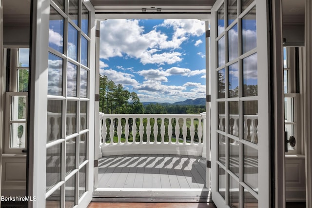 balcony with a mountain view