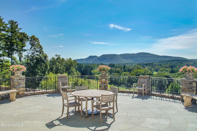 view of patio featuring a mountain view