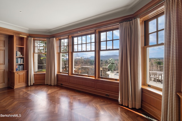 interior space featuring a mountain view