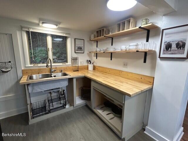 31 Richmond Ln, Adams, MA 01220 - kitchen with wood finished floors, open shelves, and wooden counters