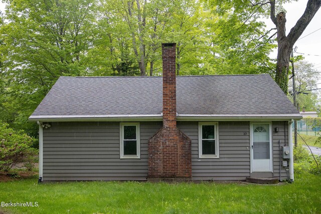 10 Elm Rd, Richmond, MA 01254 - back of house featuring a chimney, roof with shingles, and a yard