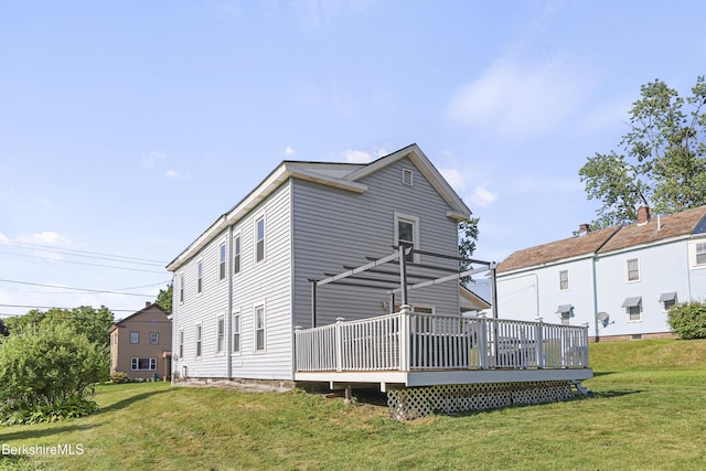 450 E Main St, North Adams, MA 01247 - rear view of property with a deck and a yard