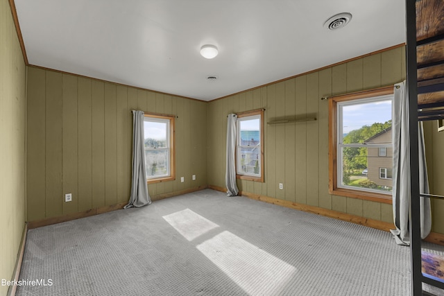 450 E Main St, North Adams, MA 01247 - carpeted empty room featuring wood walls and ornamental molding