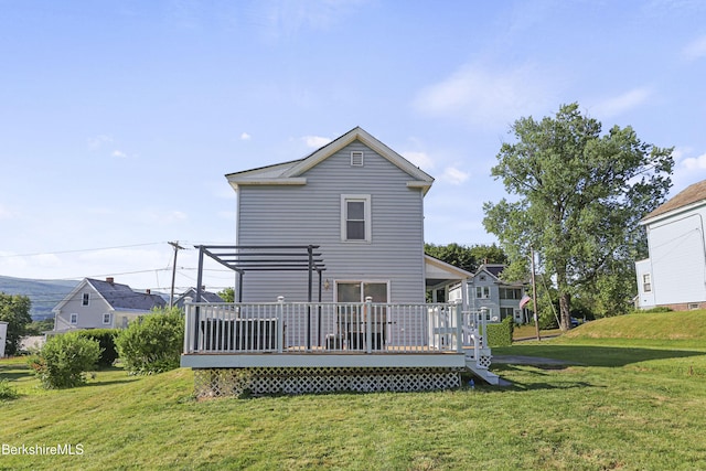 450 E Main St, North Adams, MA 01247 - back of property featuring a pergola, a deck, and a lawn