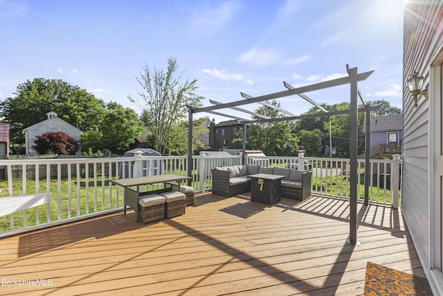450 E Main St, North Adams, MA 01247 - wooden deck with a pergola, an outdoor living space, and a yard