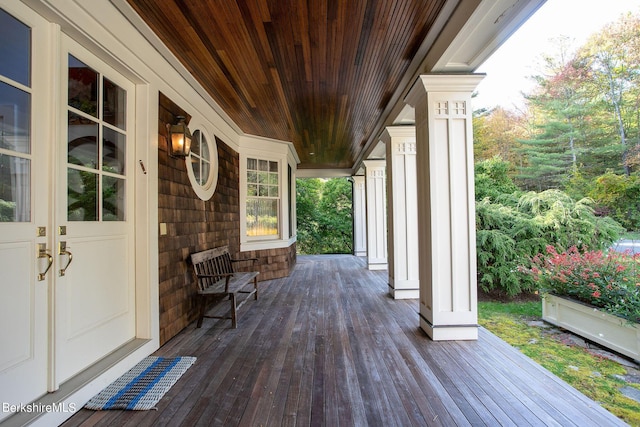 deck with a porch