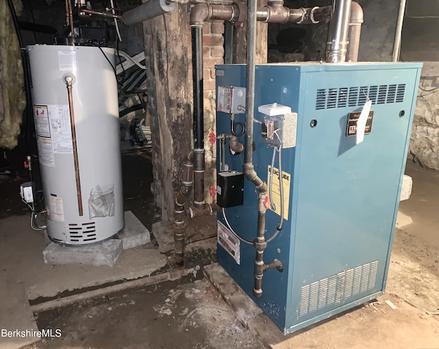 utilities featuring gas water heater and heating unit