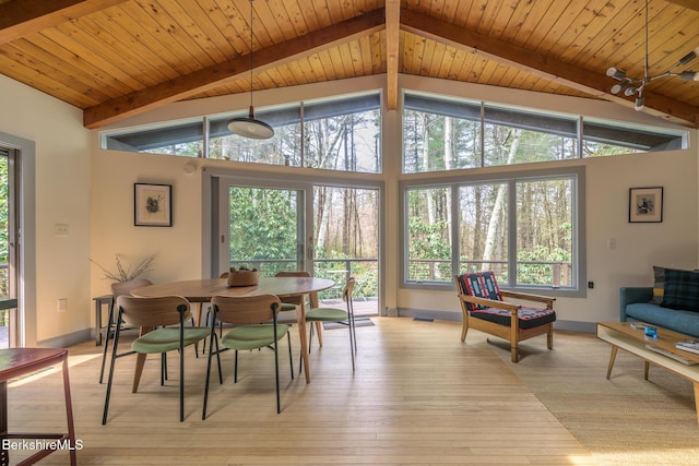 812 Canaan Southfield Rd, New Marlborough, MA 01259 - dining room featuring healthy amount of natural light, baseboards, wooden ceiling, and light wood-style floors