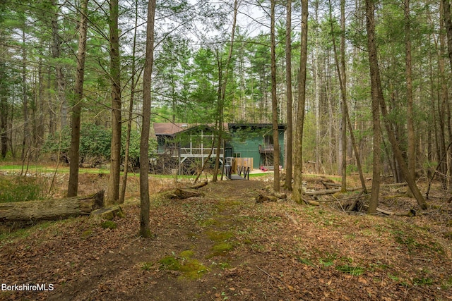 812 Canaan Southfield Rd, New Marlborough, MA 01259 - view of yard with a forest view