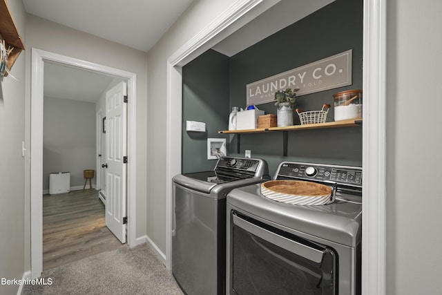 679 Middle Pownal Rd, Pownal, VT 05261 - washroom featuring washing machine and clothes dryer and carpet floors