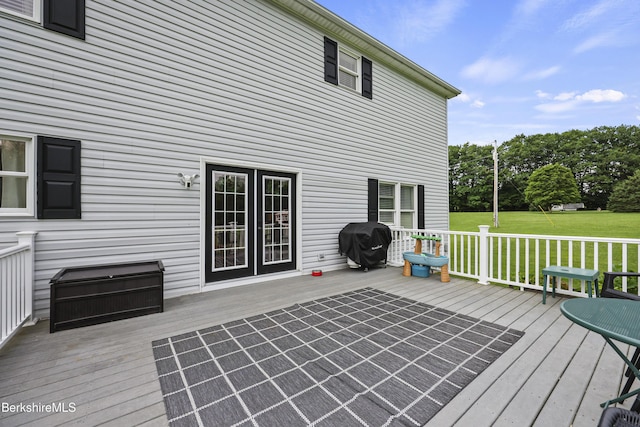 679 Middle Pownal Rd, Pownal, VT 05261 - wooden terrace featuring area for grilling and a lawn