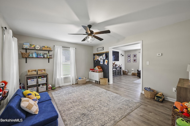 679 Middle Pownal Rd, Pownal, VT 05261 - rec room featuring ceiling fan and wood finished floors